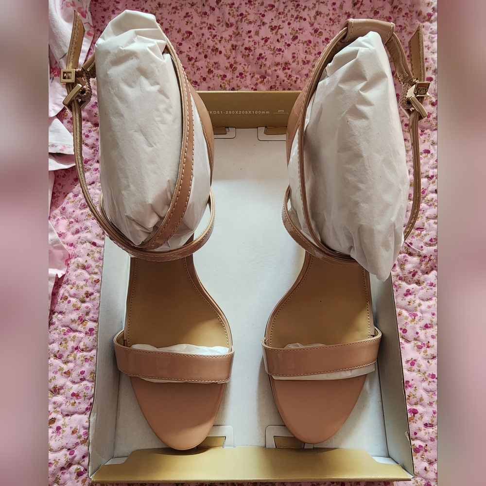Michael Kors Ava Mid Sandal Strappy High Heels Light Blush
